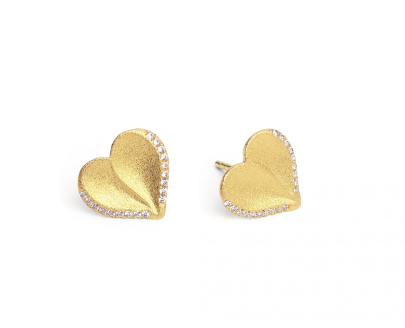 Bernd Wolf Stecker Corasan Design Line Hearts, Heart, Zirconia, 24-karat gold plated